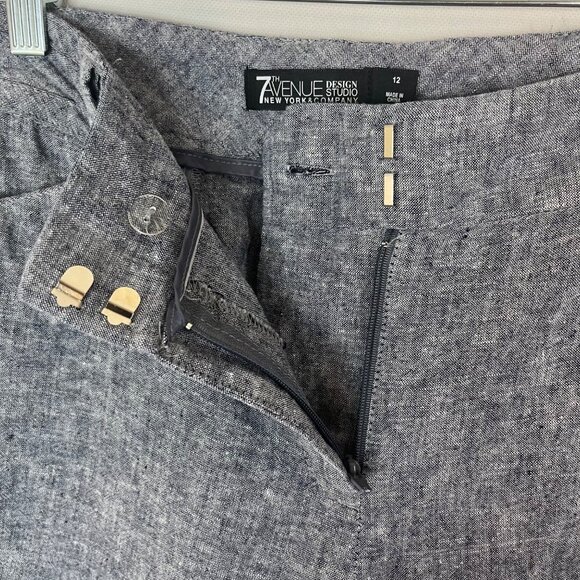 7th Avenue NY & Co  Linen Blend Pants Womens Size 12 Light Blue - Picture 5 of 8